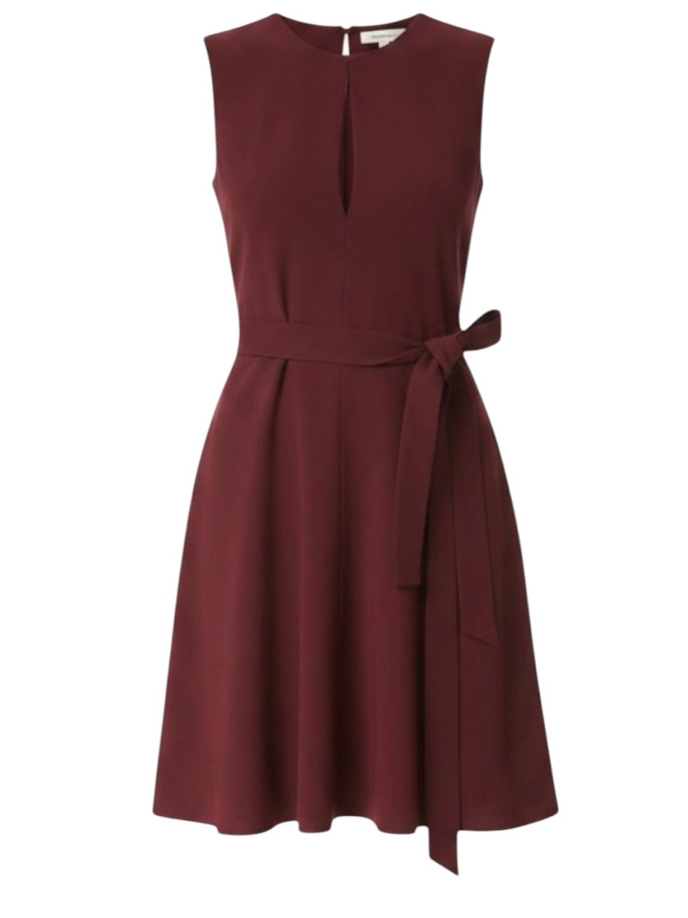 Theory‎ Desza Crepe Sleeveless Round Hook & Eye Slit Neck Belted Mini Dress